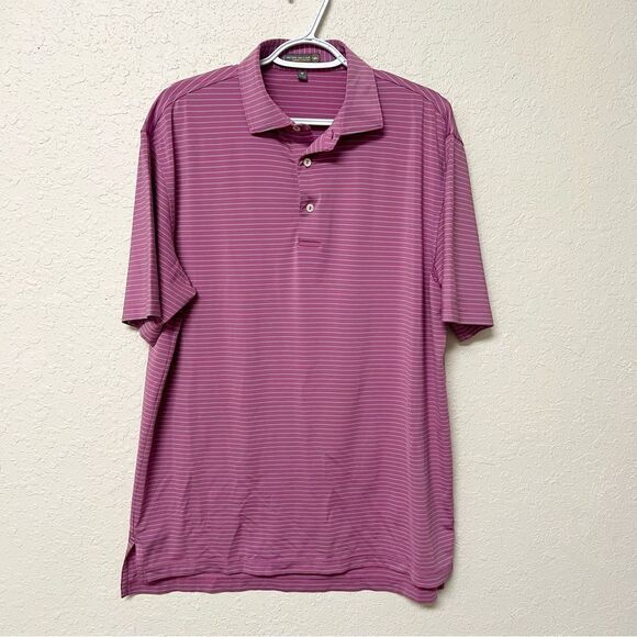 Peter Millar Summer Comfort Golf Polo Shirt Men’s Size M Pink Purple Striped - Picture 1 of 5